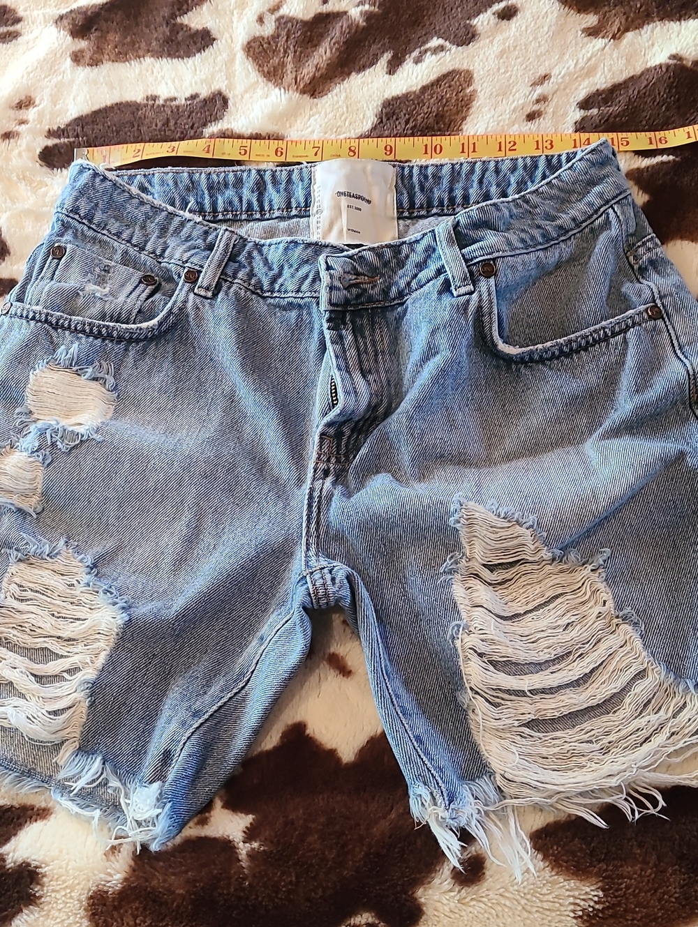 One Teaspoon Light Blue Distressed Denim Cutoff Shorts